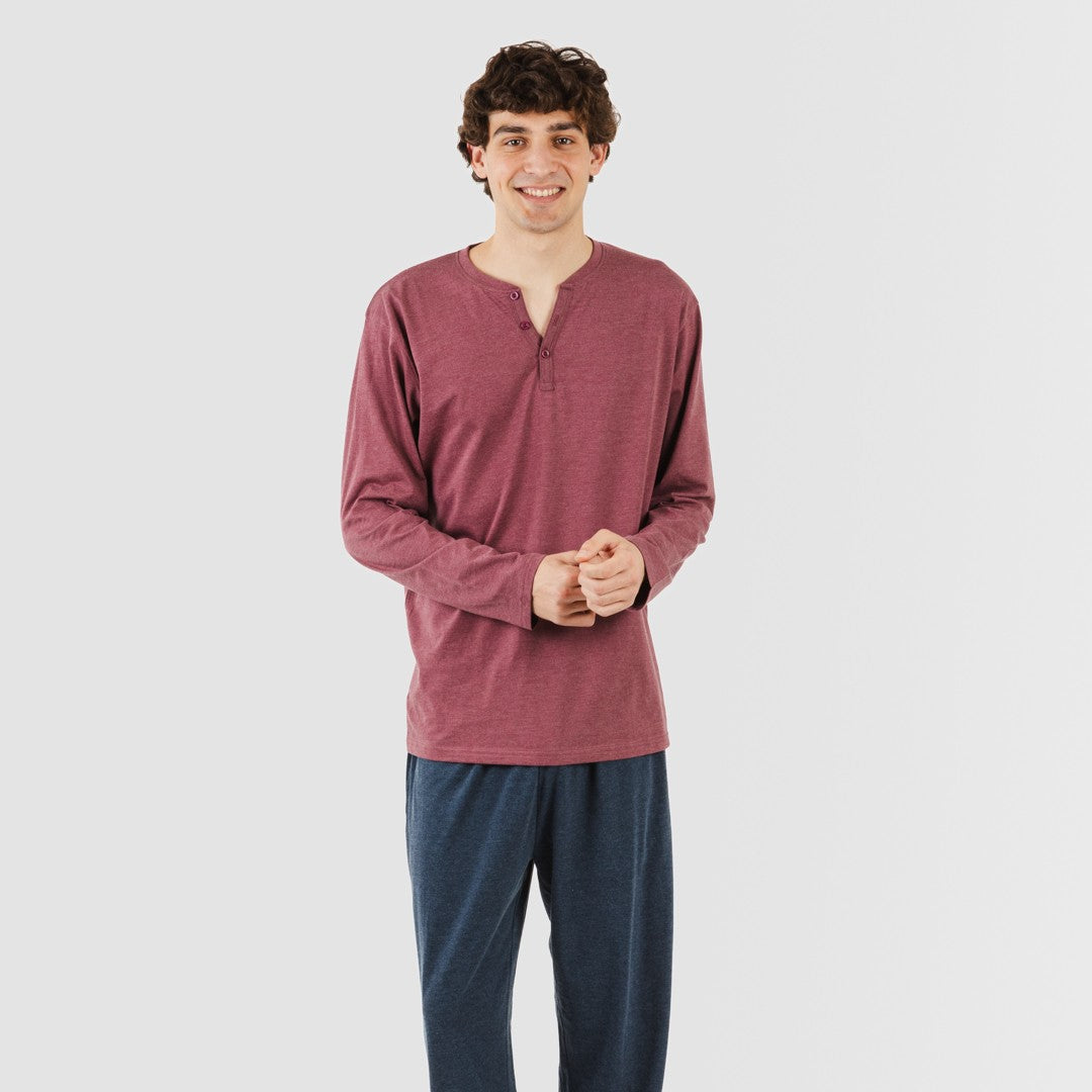 PIGIAMA LUNGO DA UOMO A SEMPLICE CON BOTTONI