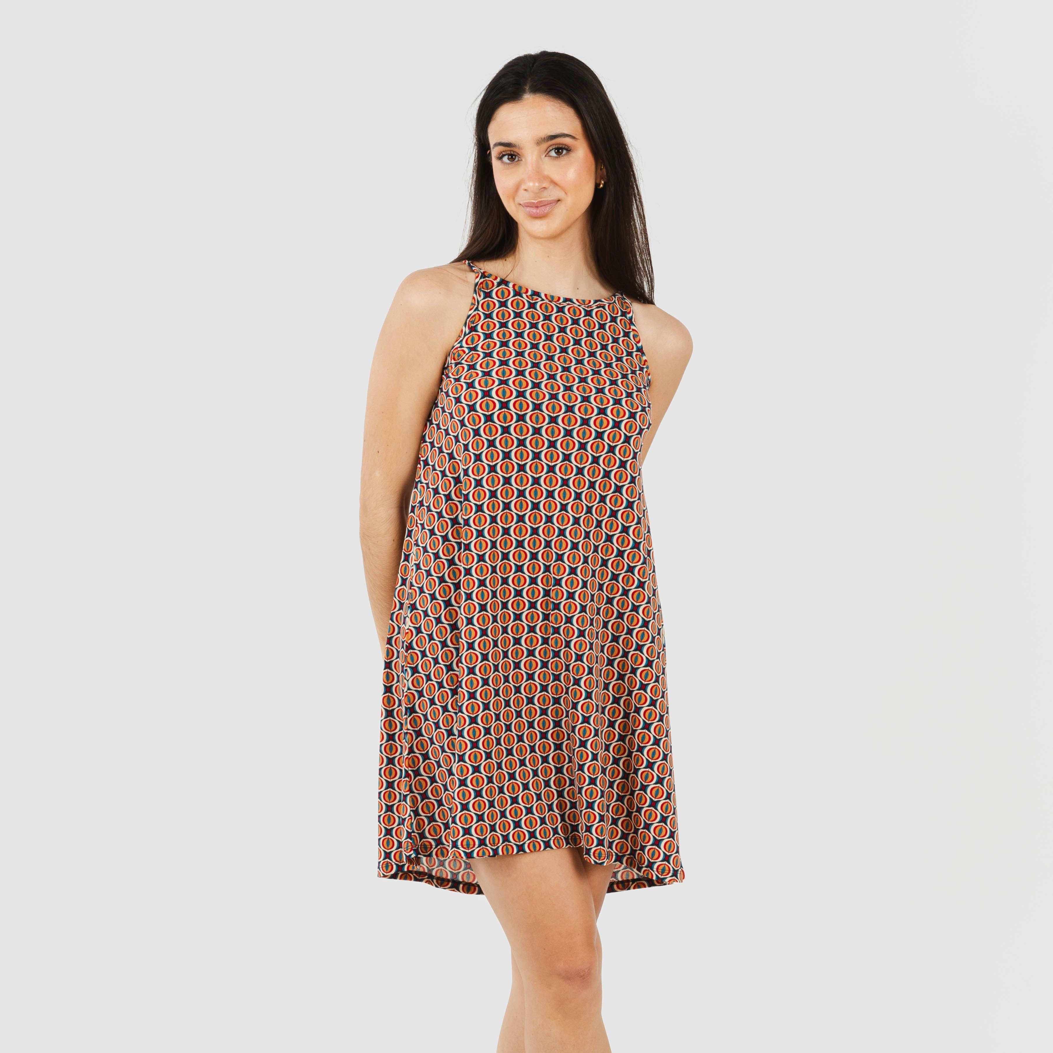 Abito corto in crepe olmeco con spalline