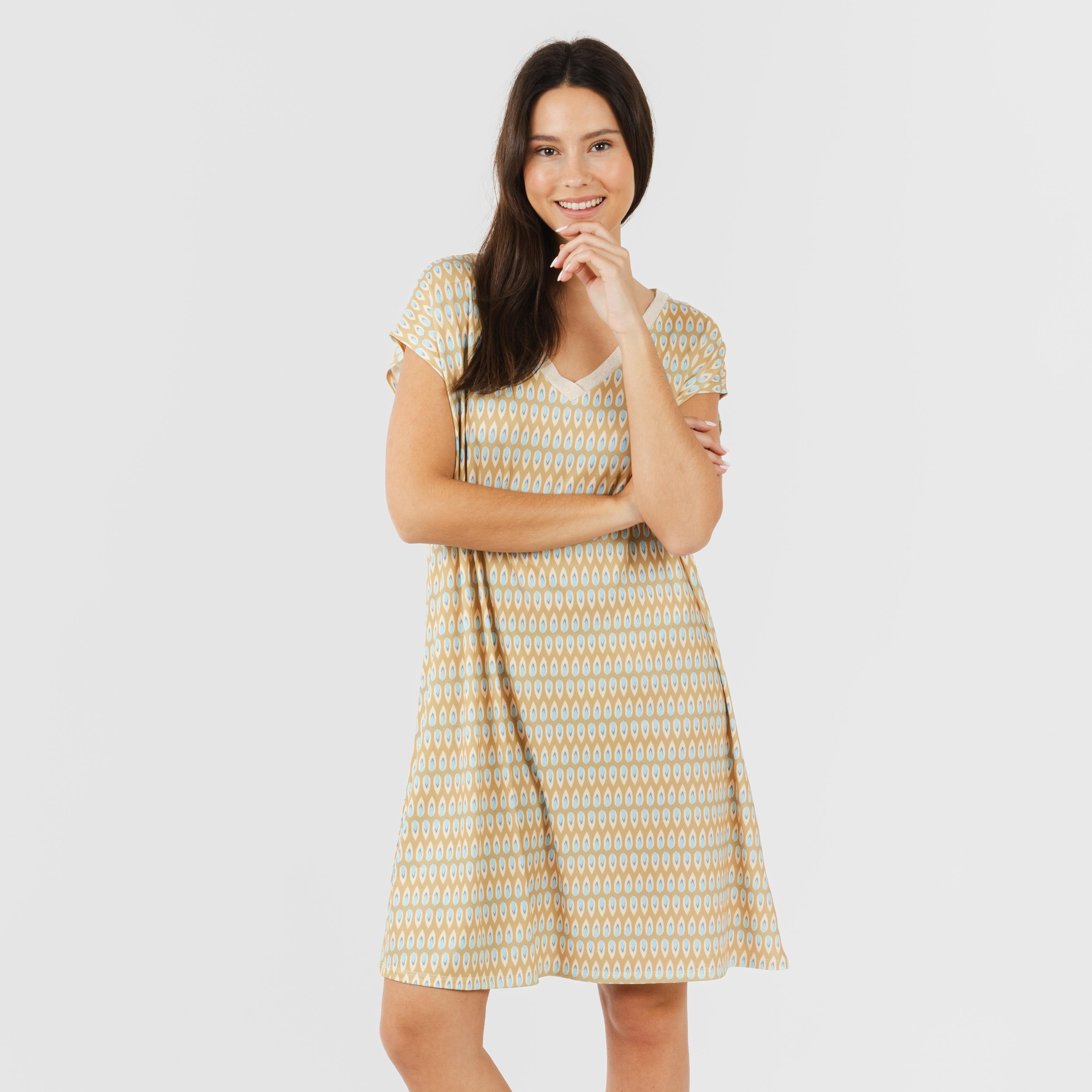 ABITO CORTO MORBIDO MENTA M/FLOWY