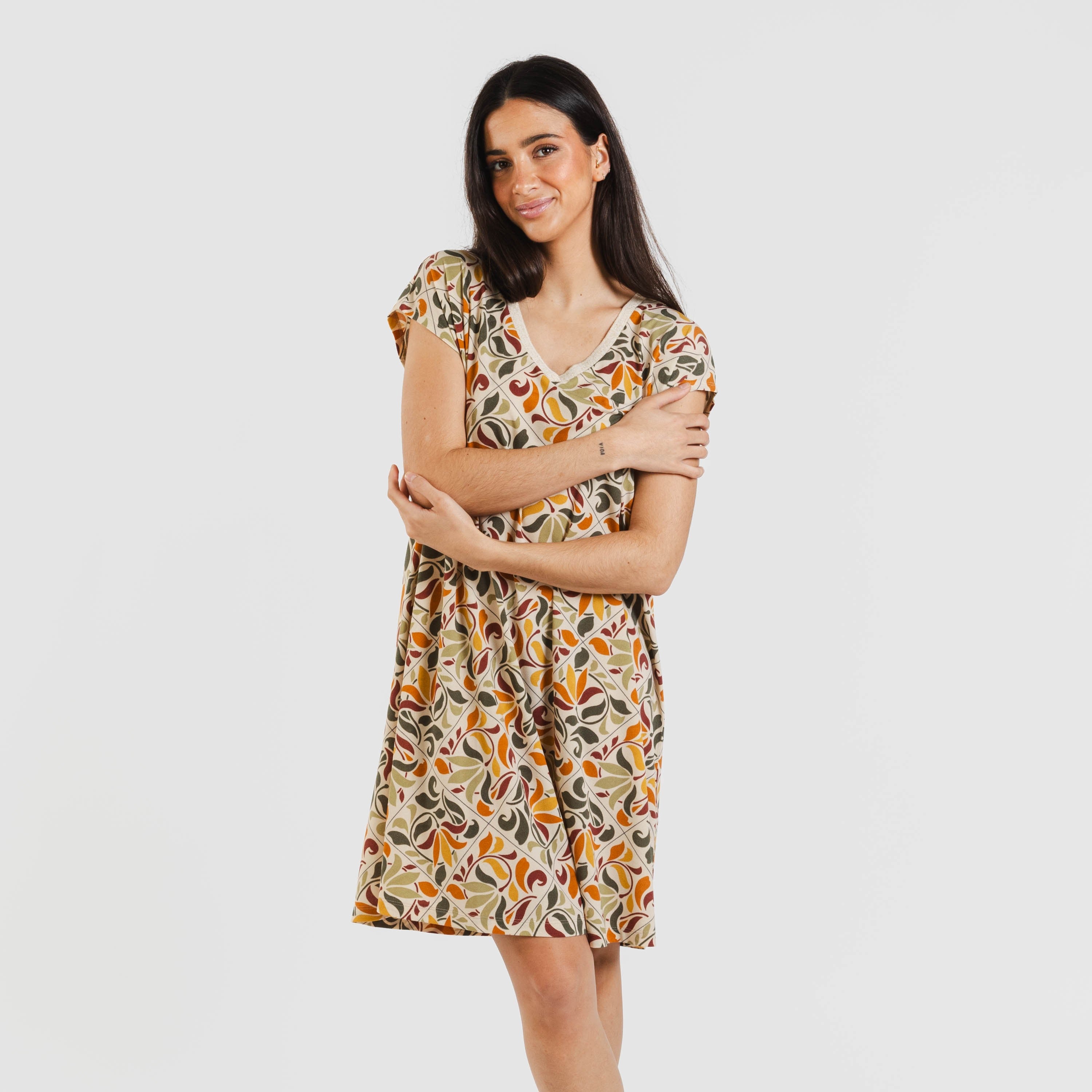 Abito corto e fluido in crêpe Cilian