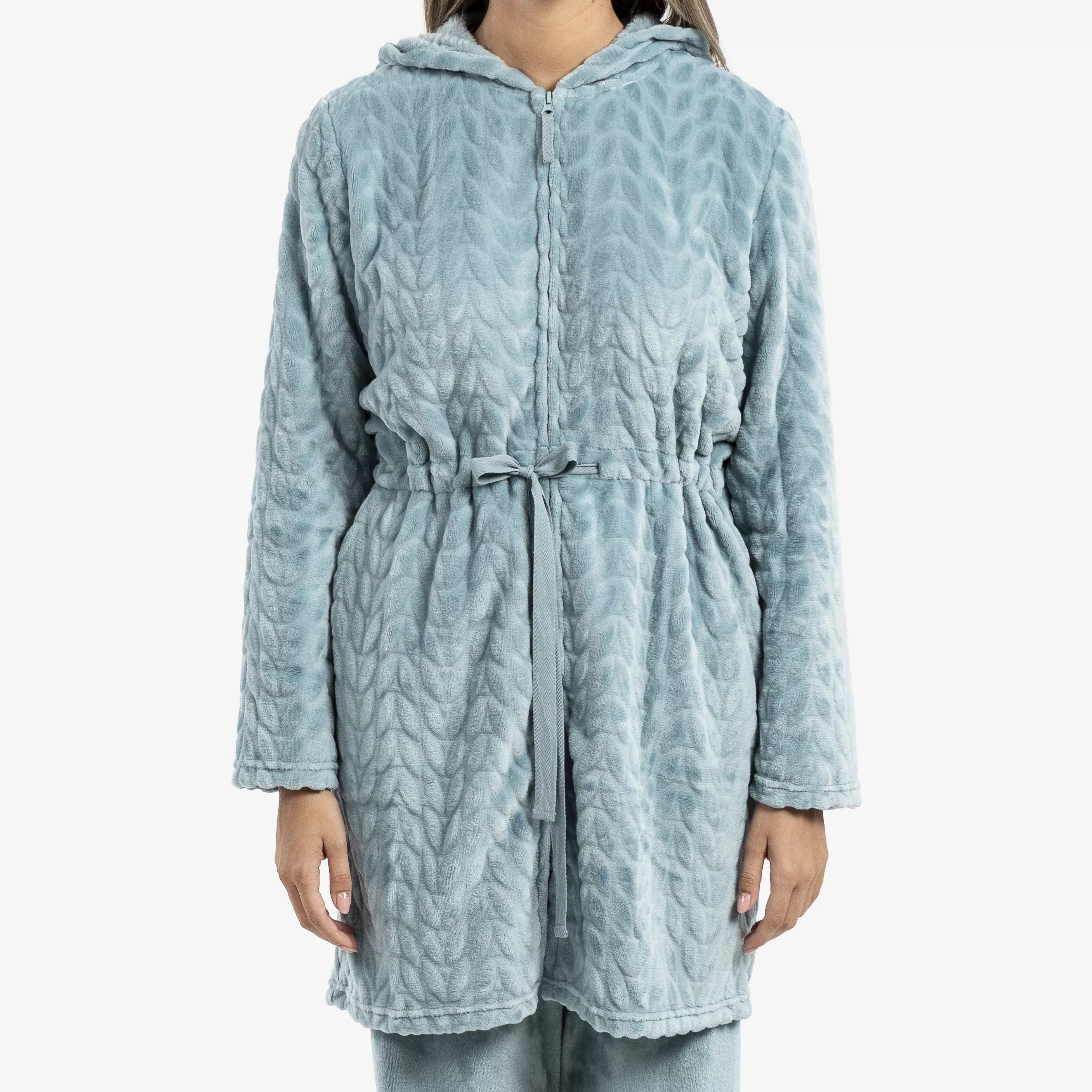 VESTAGLIA IN VELLUTO DEVORE CON CAPPELLO LISA