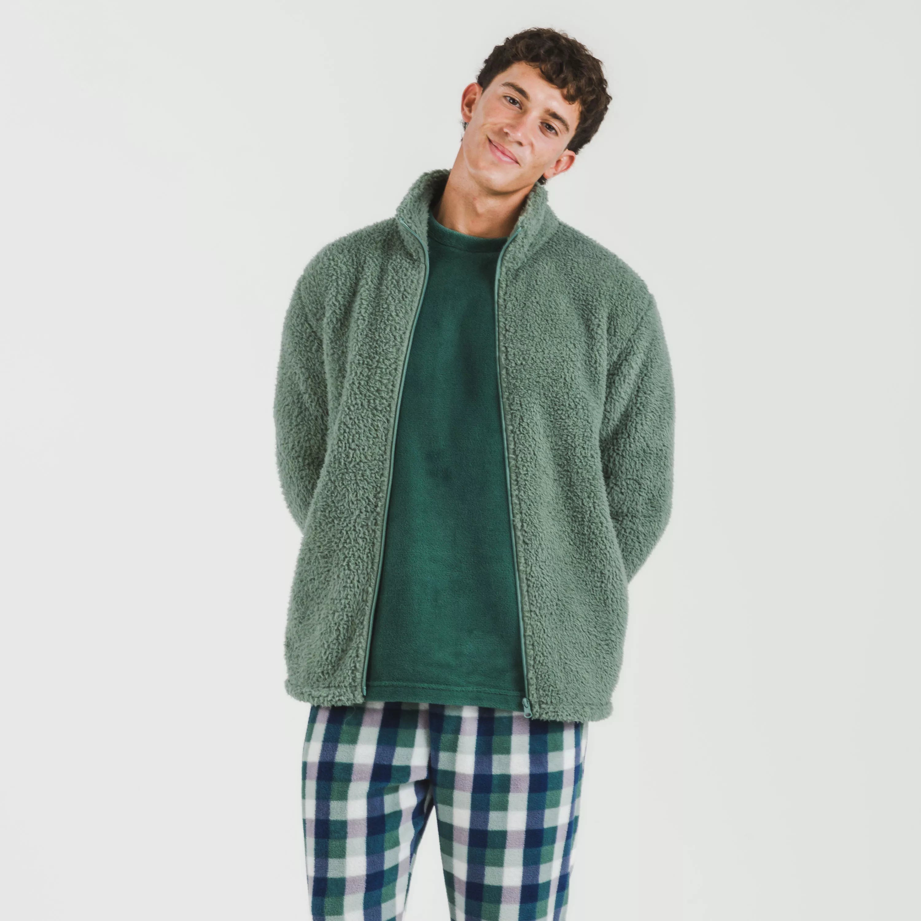 Felpa Sherpa tinta unita da uomo