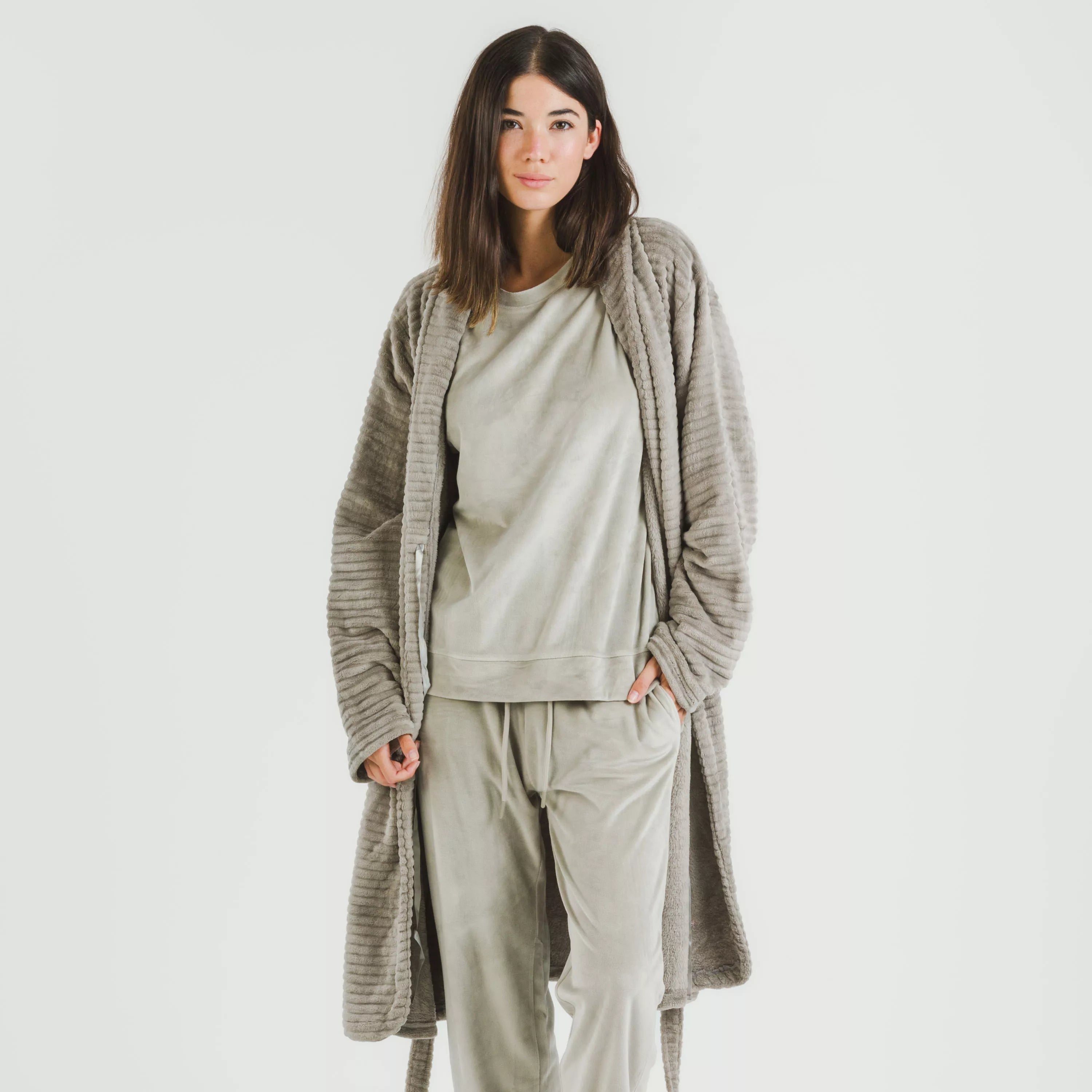 VESTAGLIA DA DONNA IN VELLUTO A RIGHE SEMPLICI