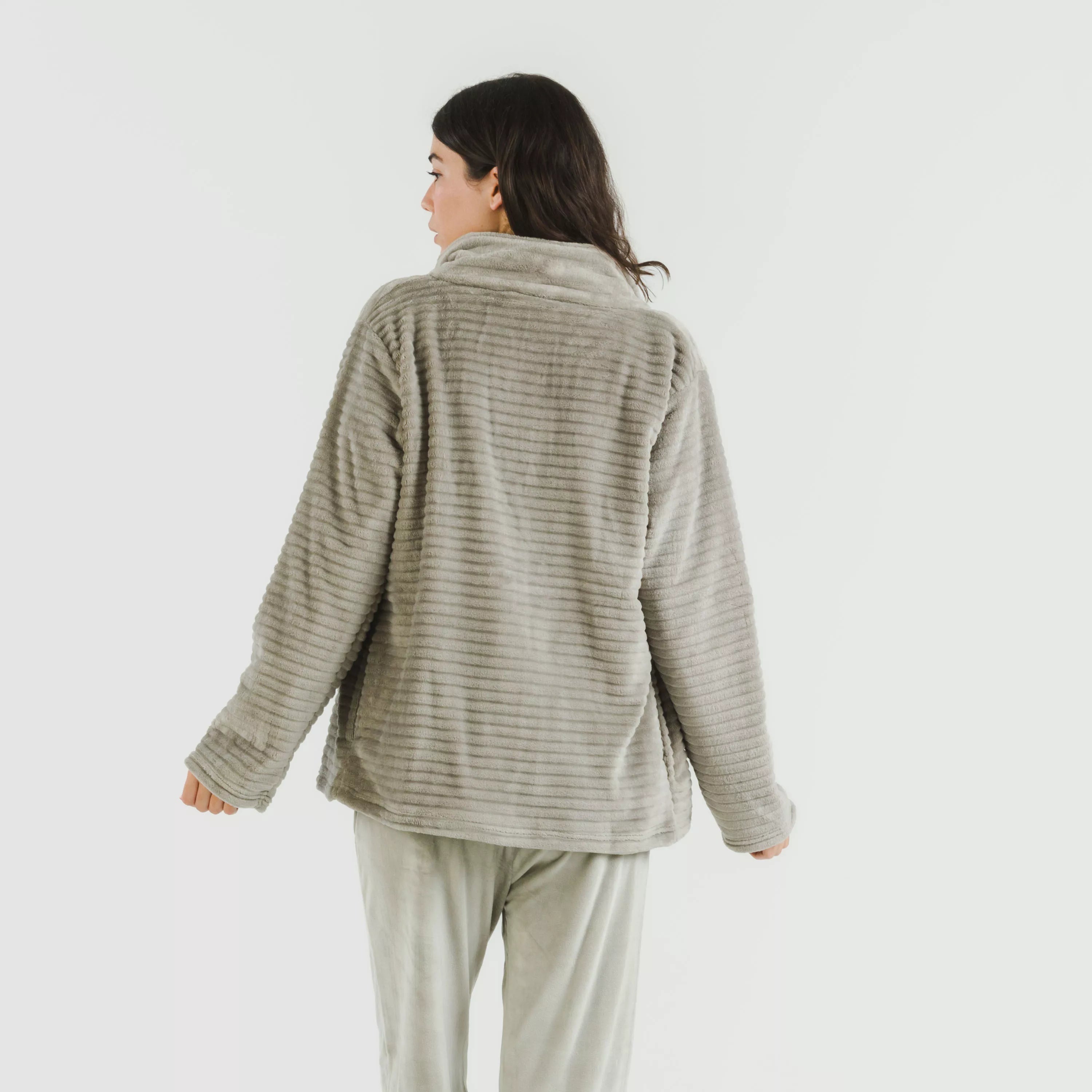 FELPA IN VELLUTO A RIGHE SEMPLICI DA DONNA