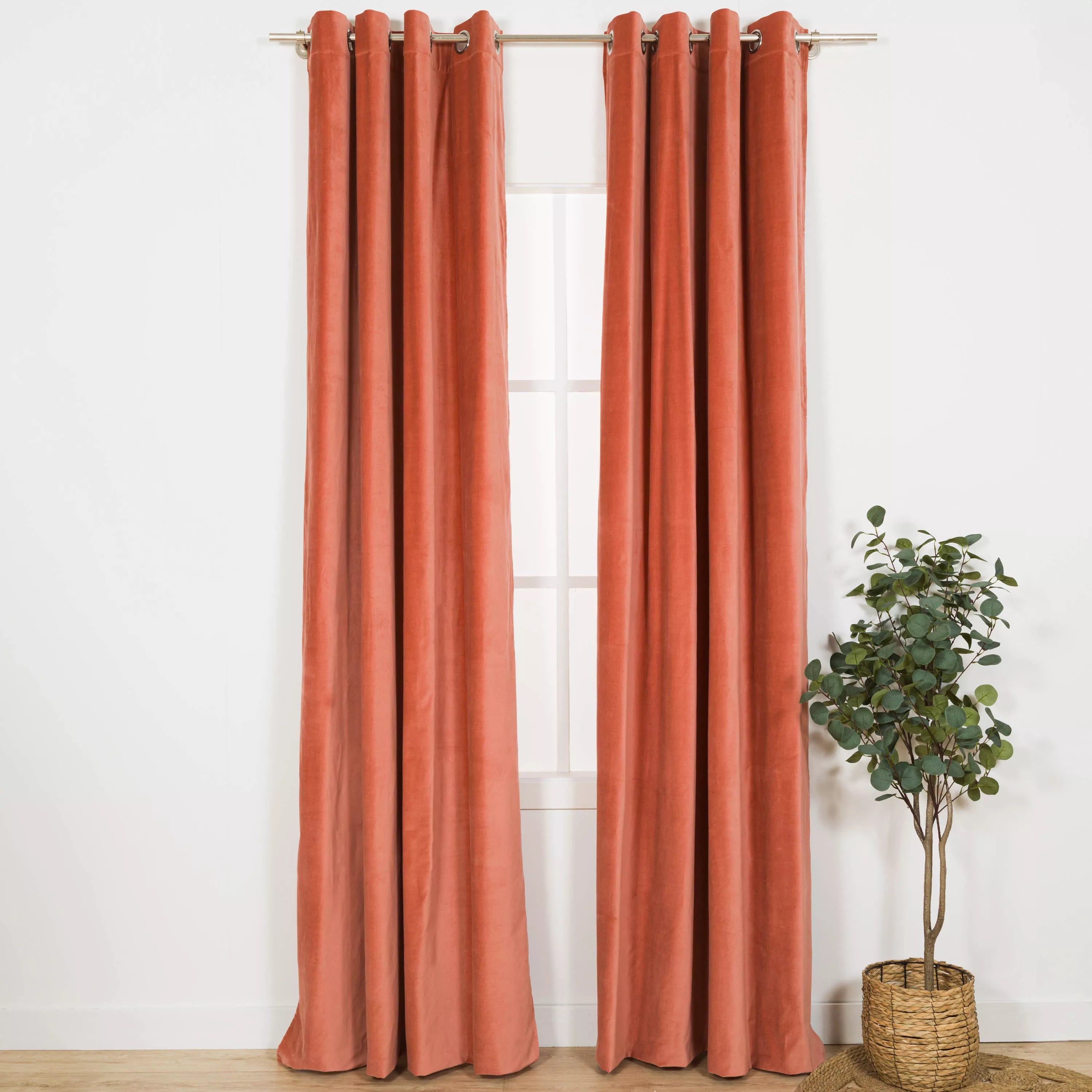 TENDA CON OCCHIELLI IN VELLUTO DI COTONE 140X260CM