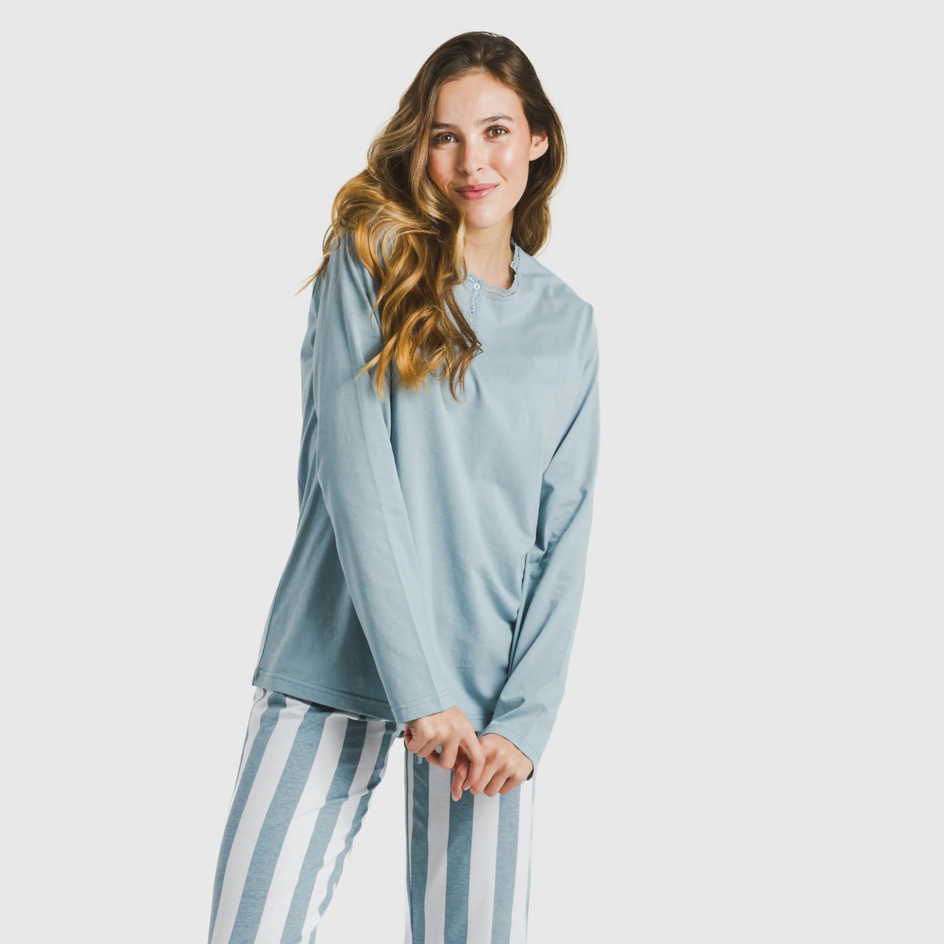 Pigiama lungo da donna con striscia di Elvis