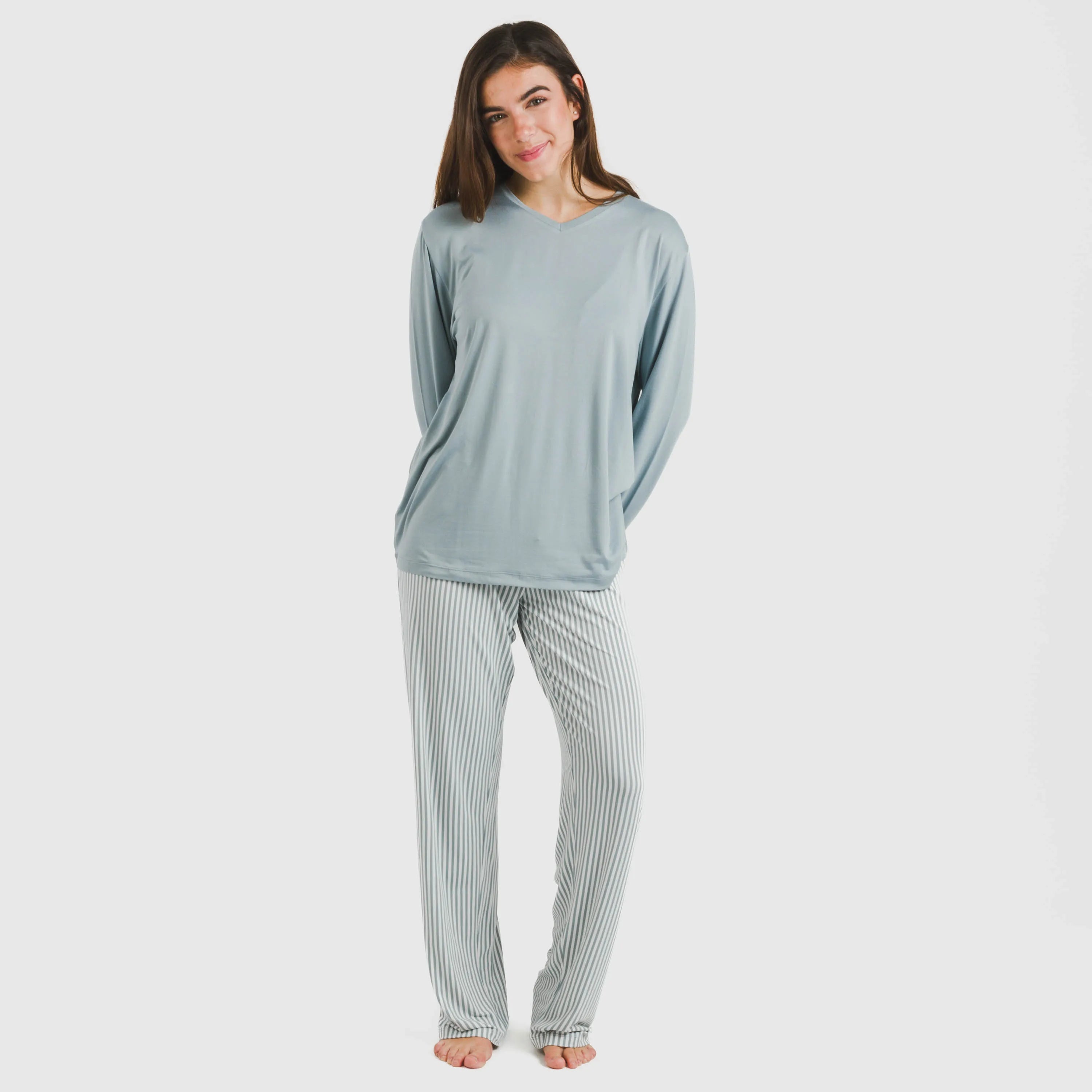 Pigiama lungo da donna Kodac Soft Stripe