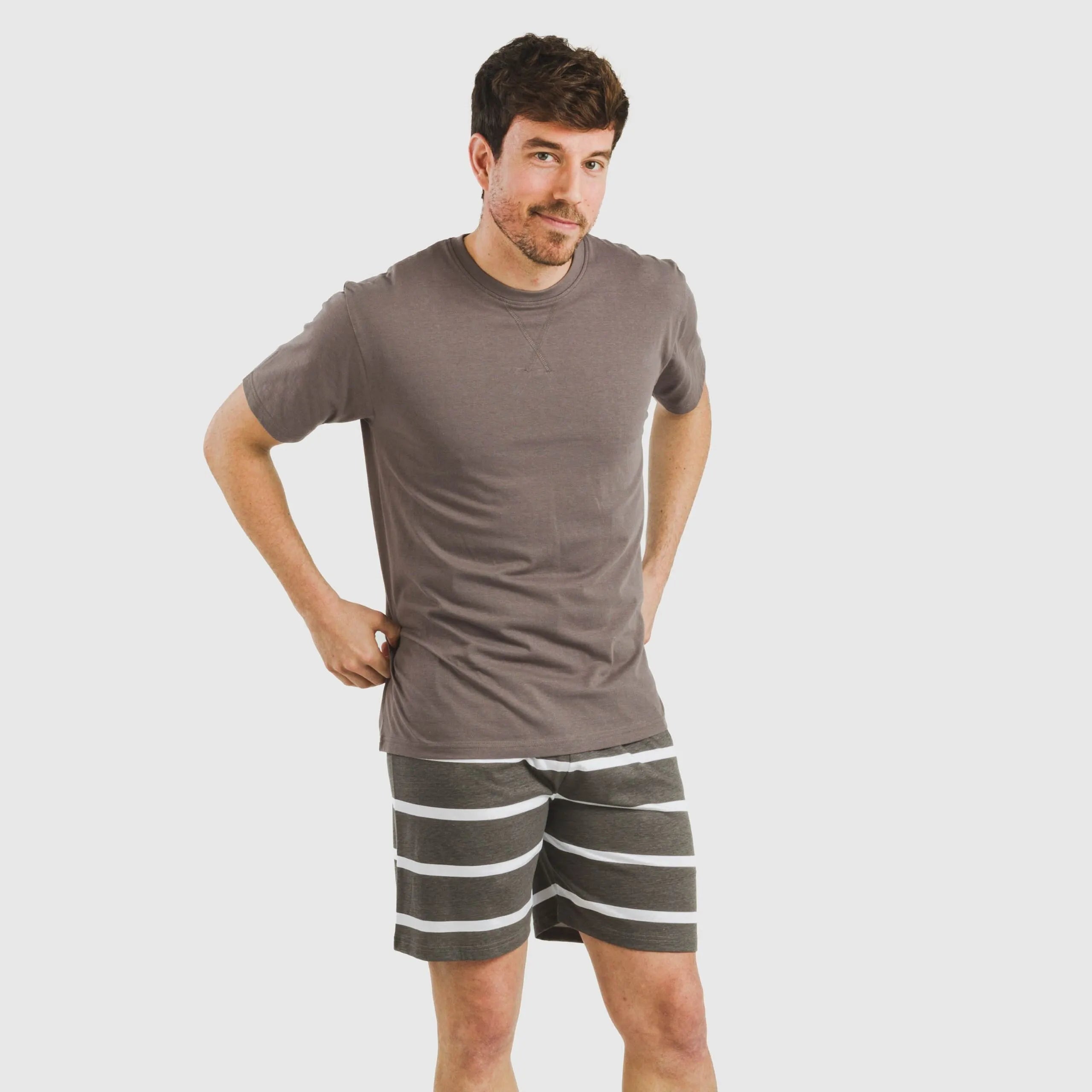 Pigiama corto a righe da uomo, nuovo