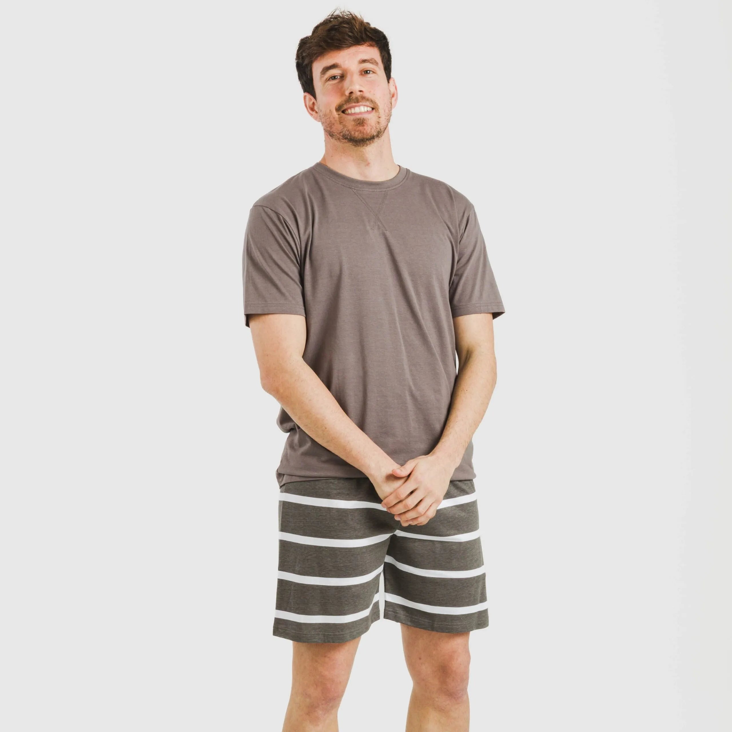 Pigiama corto a righe da uomo, nuovo