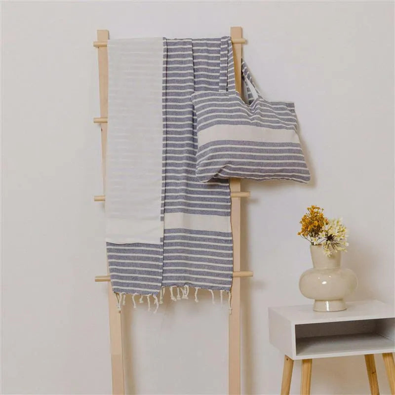 PACK PAREO ASCIUGAMANO + BORSA A RIGHE ALG