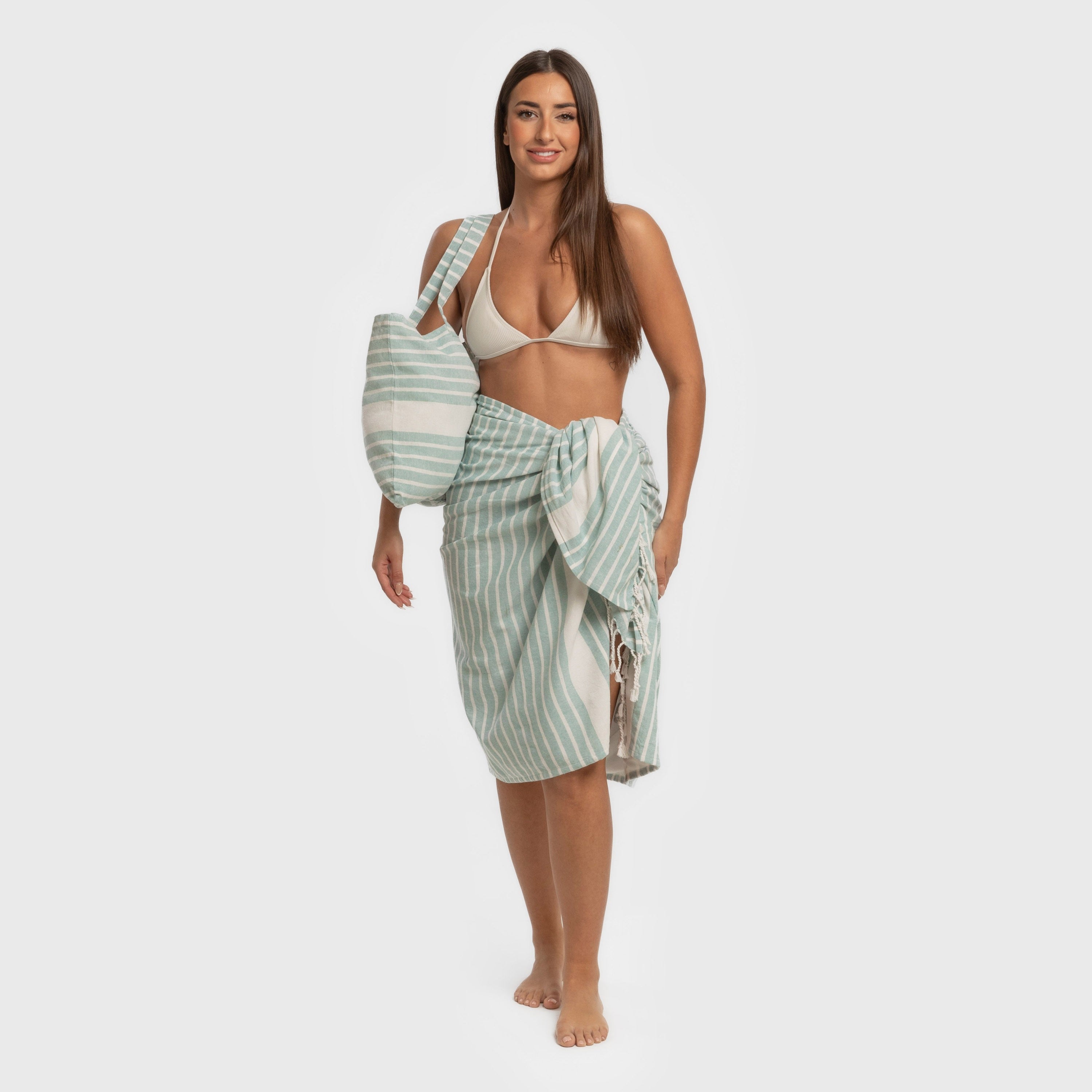 PACK PAREO ASCIUGAMANO + BORSA A RIGHE ALG