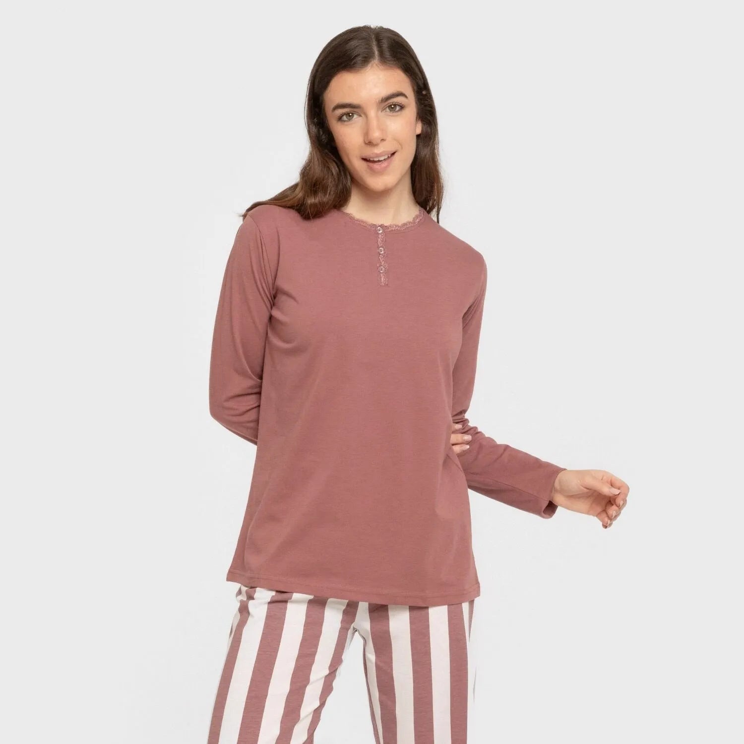 Pigiama lungo da donna con striscia di Elvis