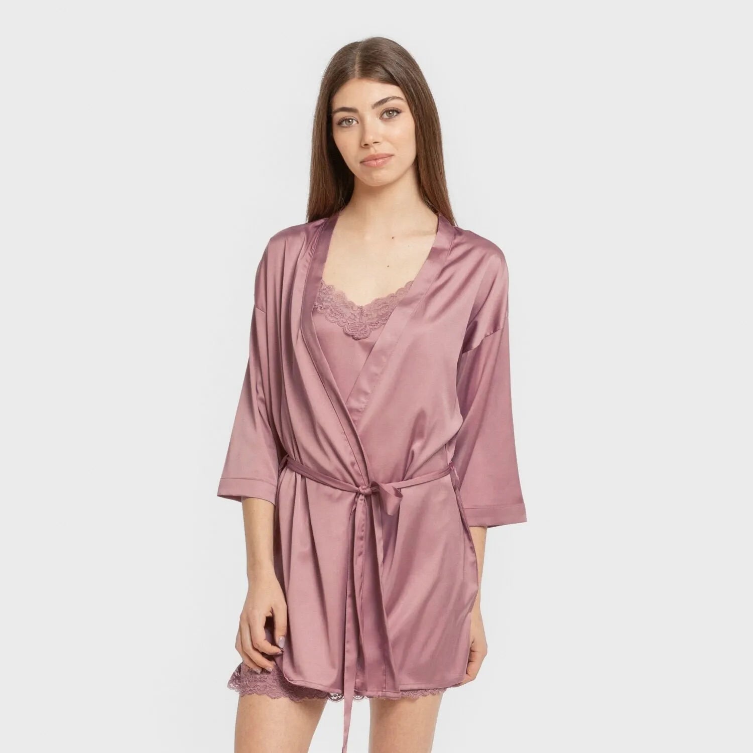 Vestaglia corta in raso da donna Friday Solid