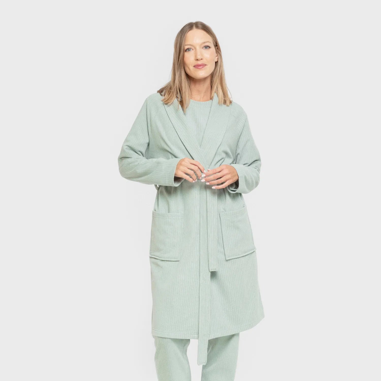 VESTAGLIA CANALE A RIGHE LARGHE IN TINTA UNITA