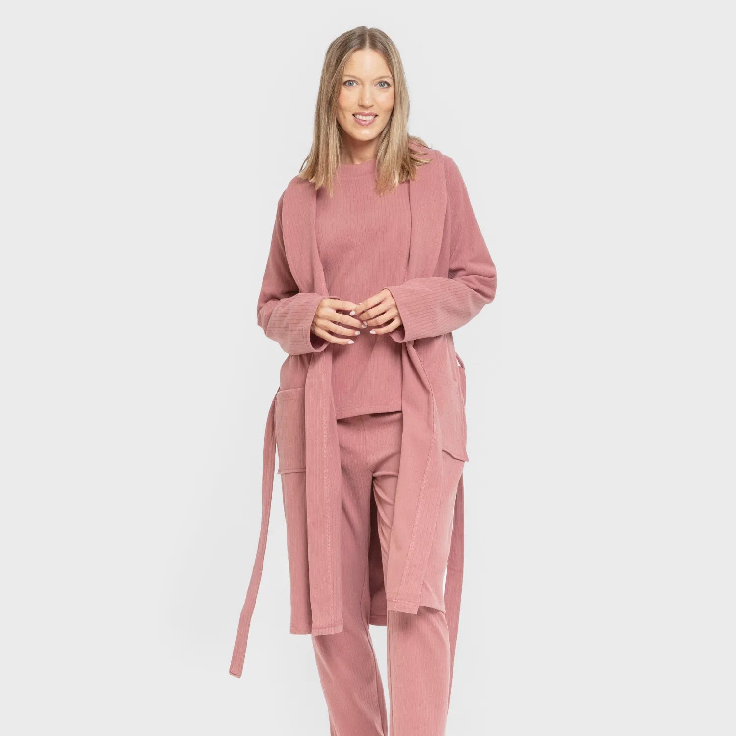 VESTAGLIA CANALE A RIGHE LARGHE IN TINTA UNITA