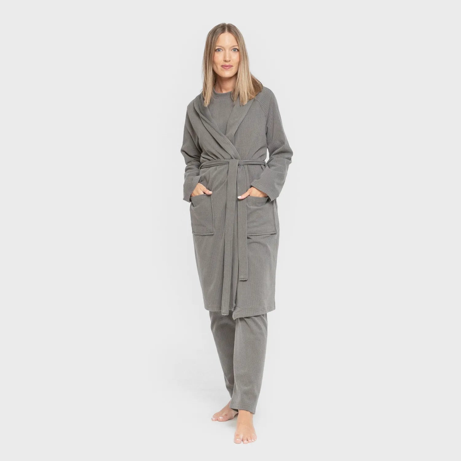 VESTAGLIA CANALE A RIGHE LARGHE IN TINTA UNITA