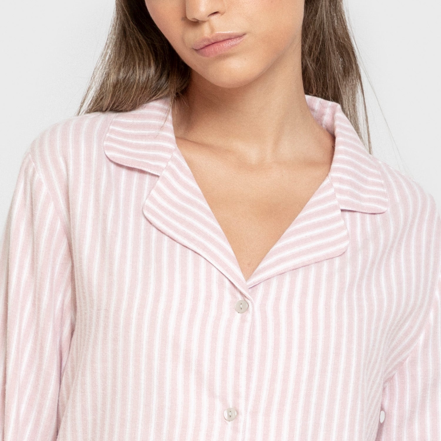 Pijama franela manga larga camisero mujer Raya Ceballos rosa