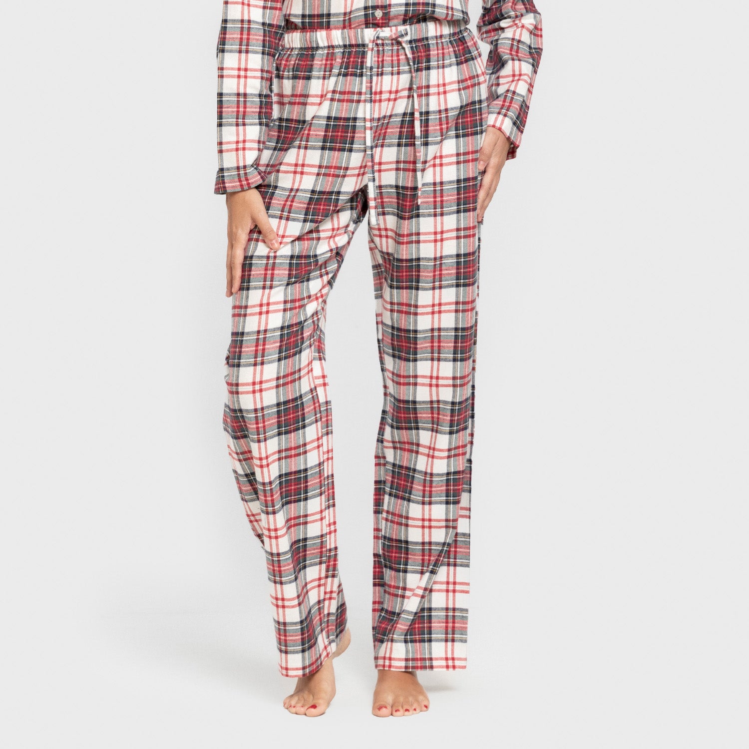 Pijama franela manga larga camisero mujer Cuadro Mercury rojo