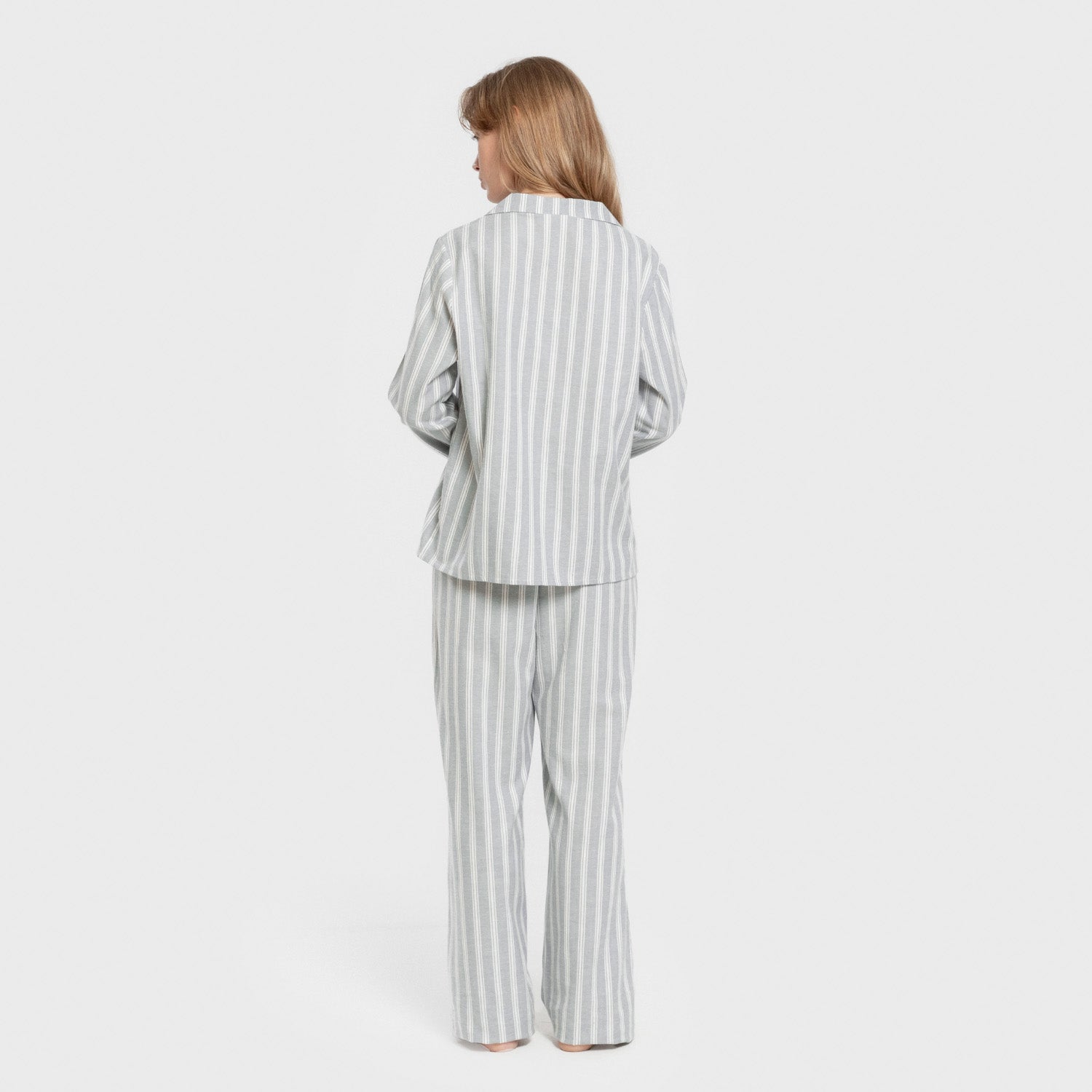 Pijama franela manga larga camisero mujer Raya Marsella verde azulado