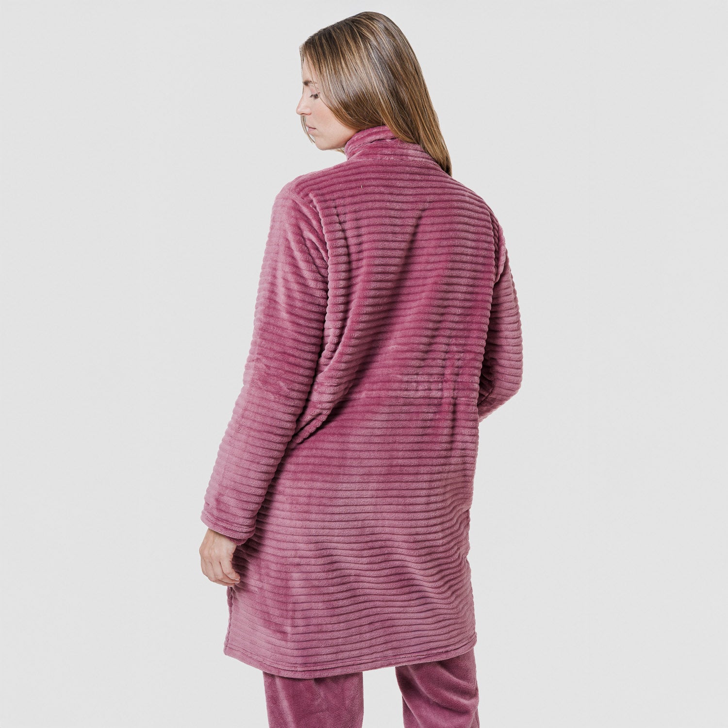 Bata terciopelo raya cremallera