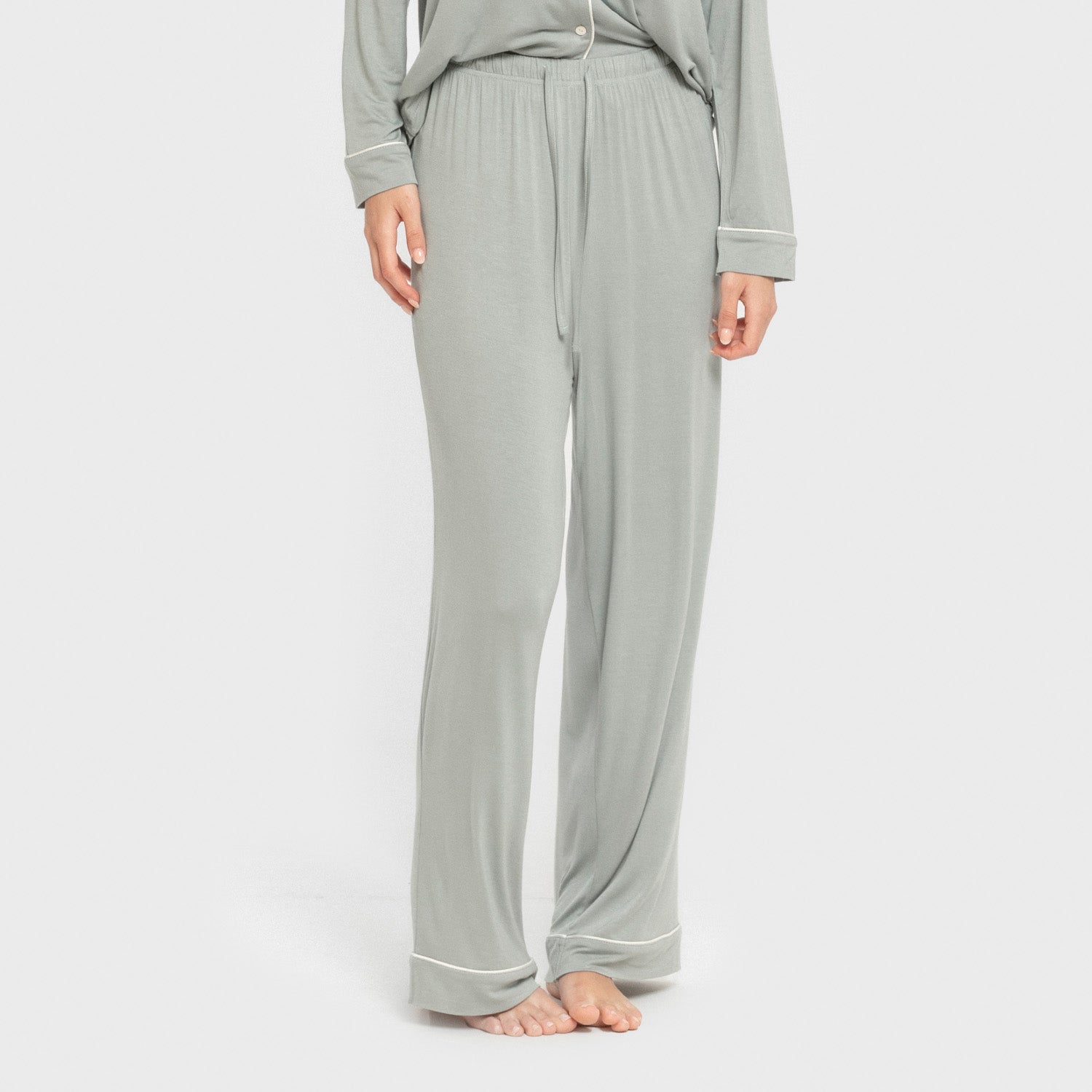 Pijama manga larga camisero viscosa punto mujer Verde Keike