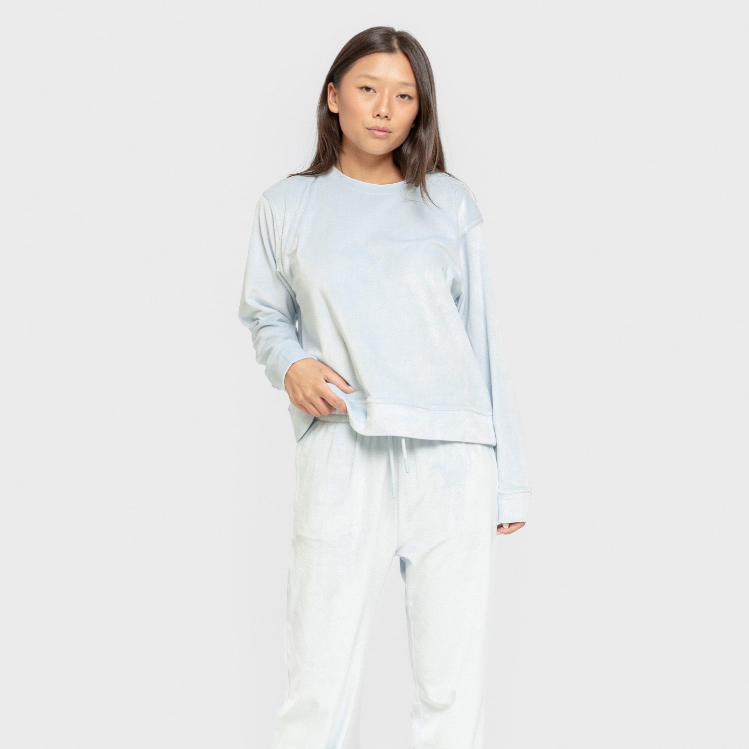 Pijama terciopelo super soft liso Azul Celeste