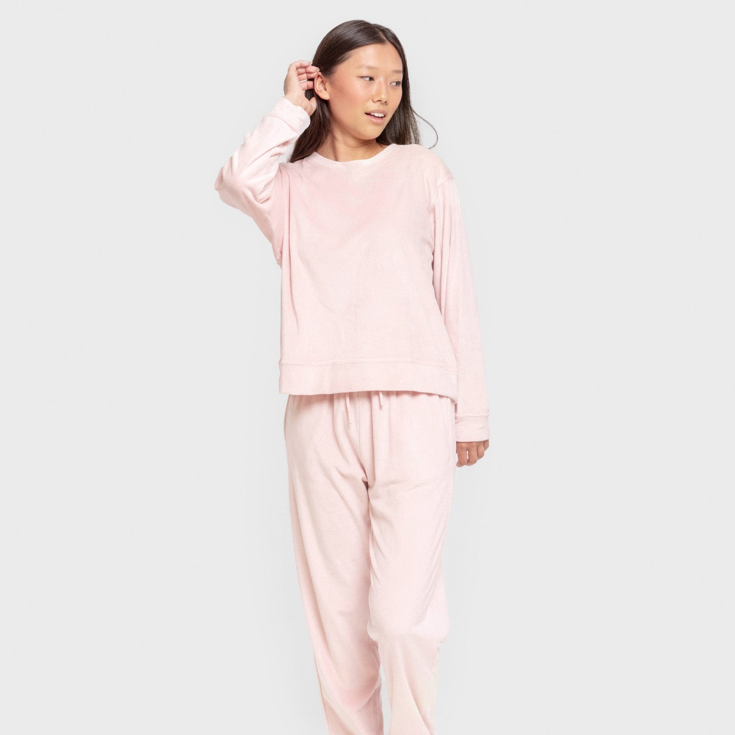 Pijama terciopelo super soft liso Rosa Palo