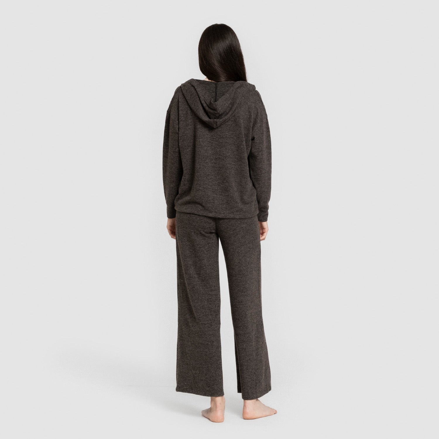 Sudadera capucha new punto extra suave mujer gris marengo