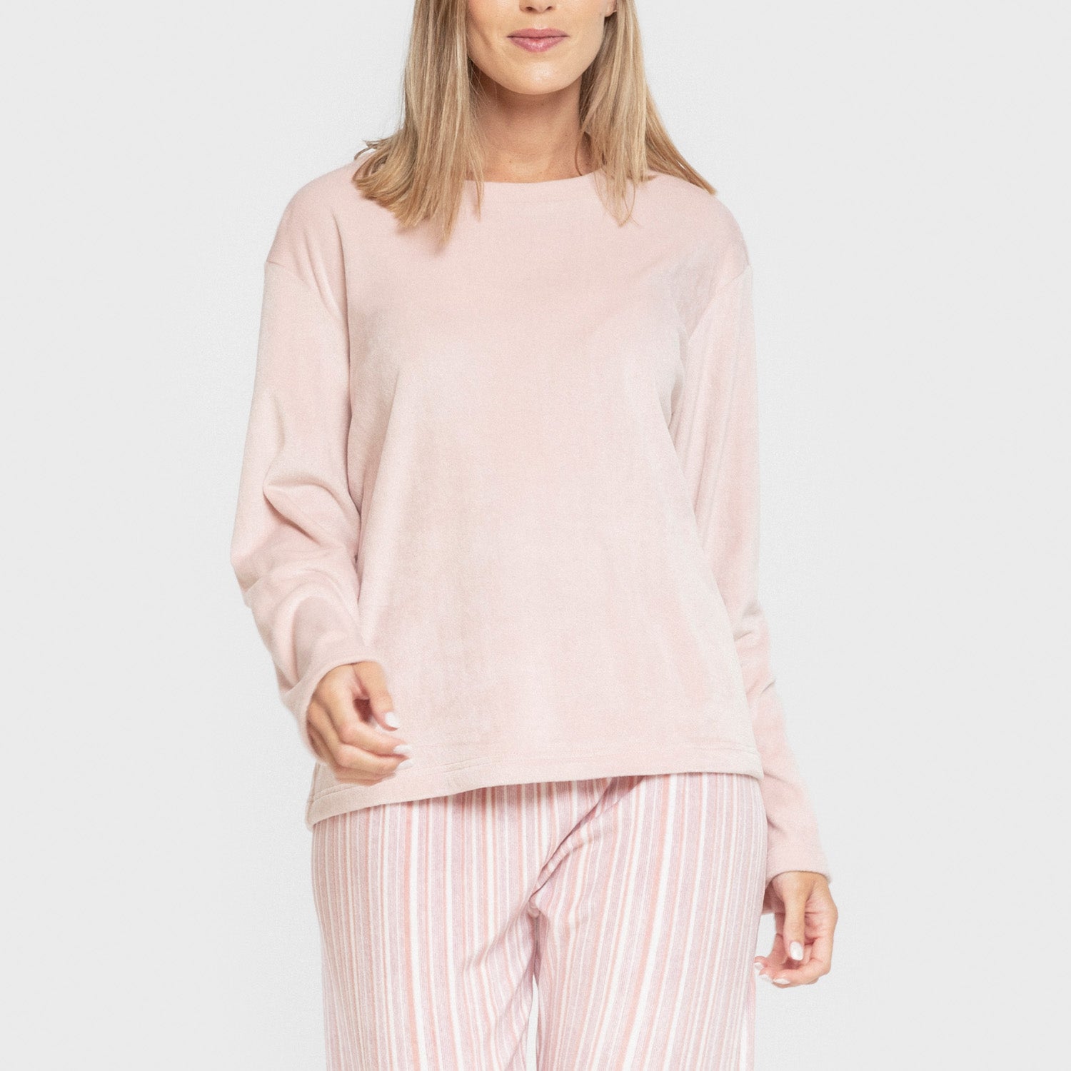Pijama terciopelo super soft mujer Raya Oli malva rosa
