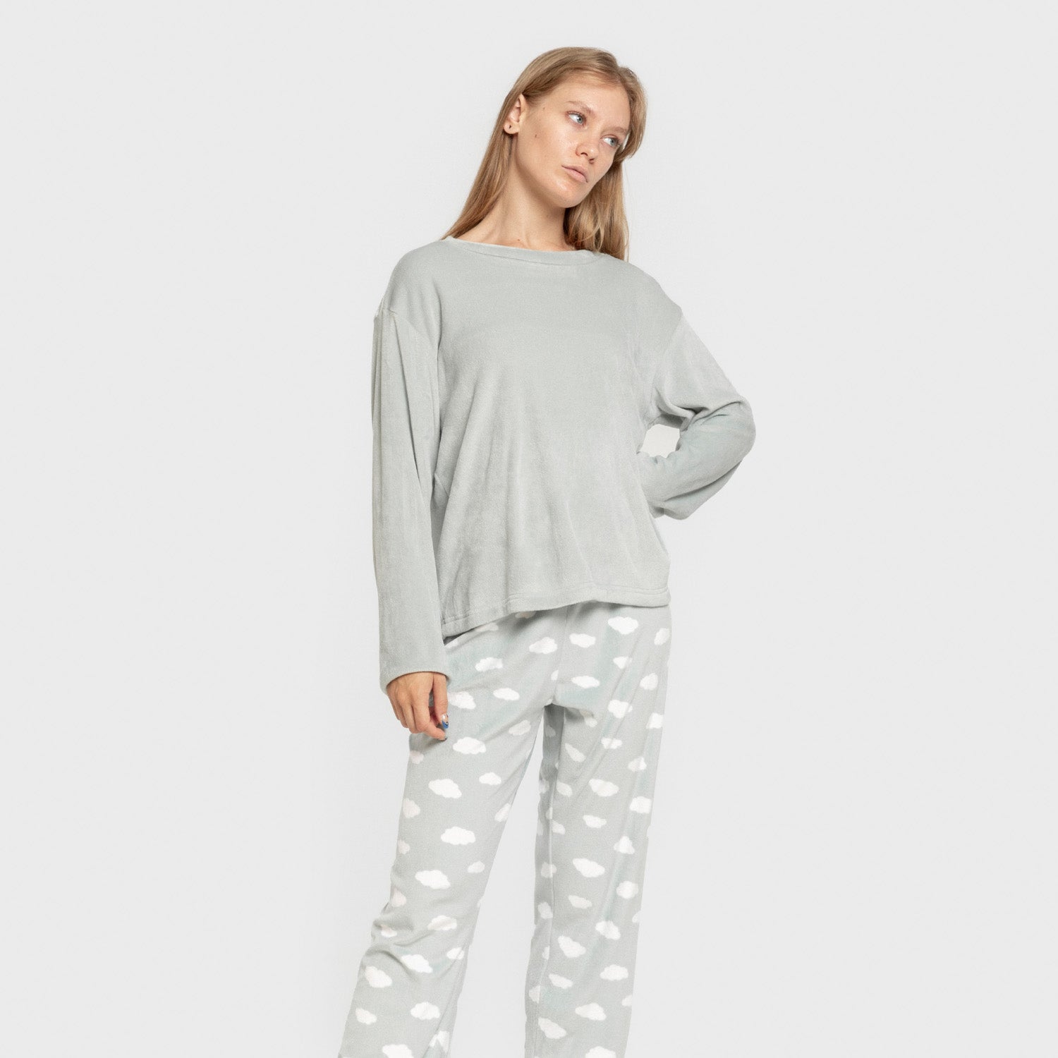 Pijama terciopelo super soft mujer Nubecita verde tiffany