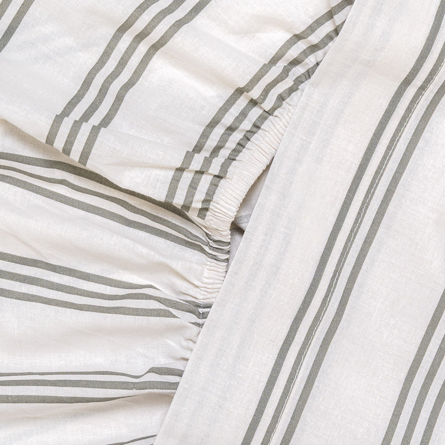 Juego de sábanas algodón Raya Amunia verde seco