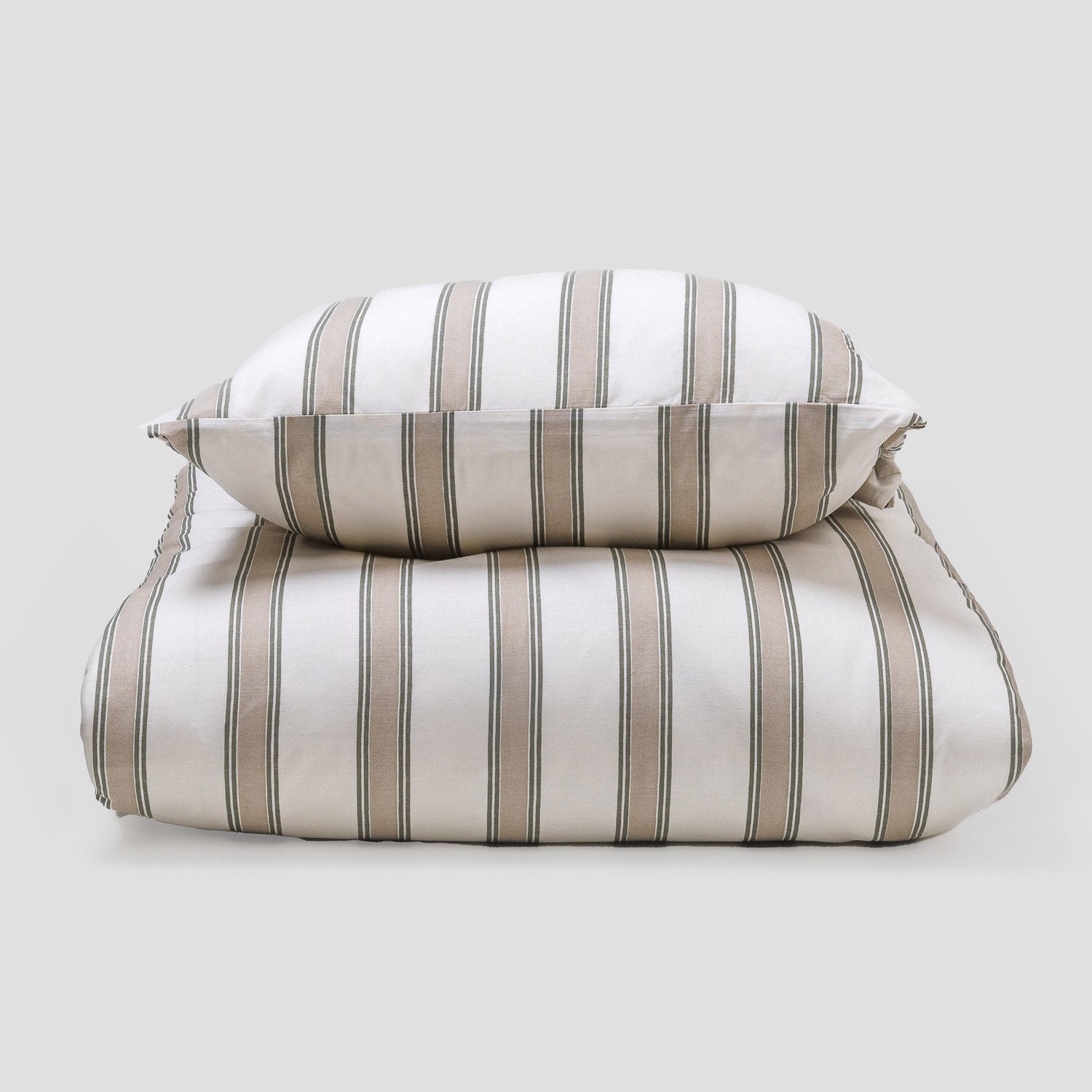 Capa de edredão de algodão Raya Sitges verde seco - taupe