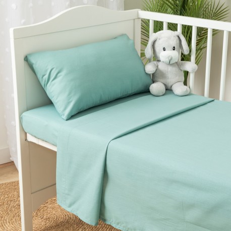 Set di lenzuola cotone verde tiffany culla