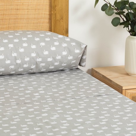 Set di lenzuola cotone Swan grigio