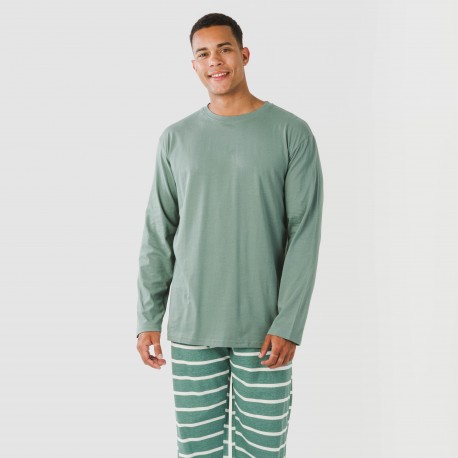 Pigiama lungo uomo cotone Raya Sailor verde veronese