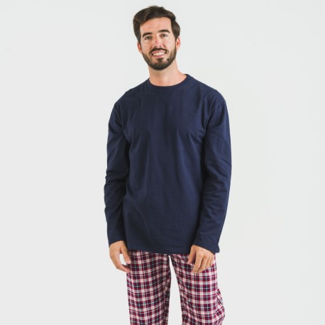 Pigiama uomo flanella Cuadro Sergio blu navy