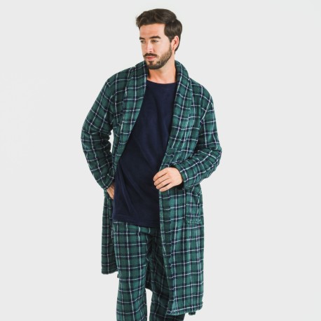 Vestaglia pile coral uomo Cuadro Ruz blu navy