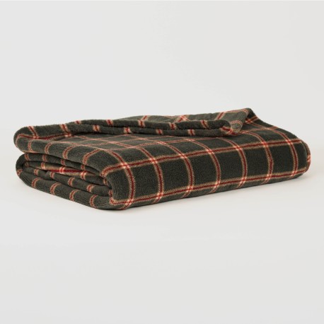 Coperta pile coral Cuadro Nelby verde militare