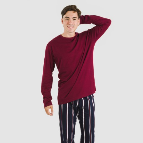 Pigiama lungo uomo cotone Lucio bordeaux