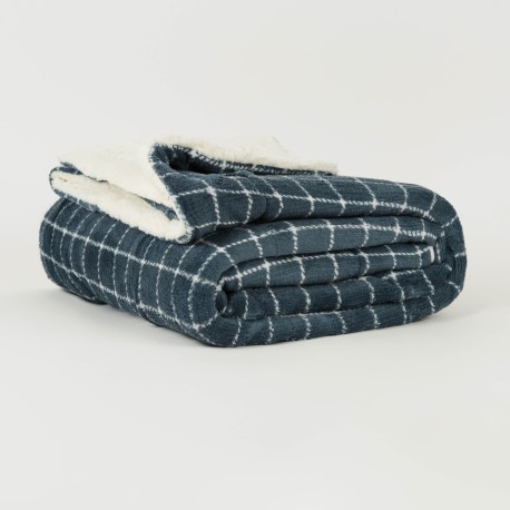 Coperta velluto sherpa Cuadro Pruden blu intenso