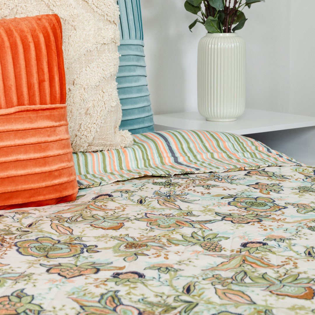 Colcha bouti Estefania verde caceria