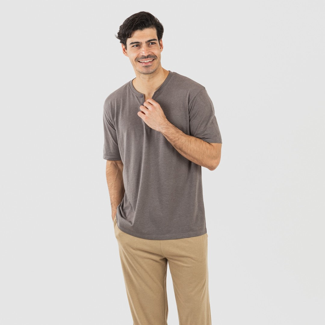 Pigiama lungo/corto da uomo con bottoni semplici