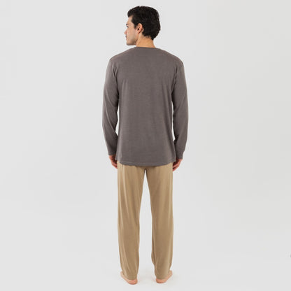 PIGIAMA LUNGO DA UOMO A SEMPLICE CON BOTTONI