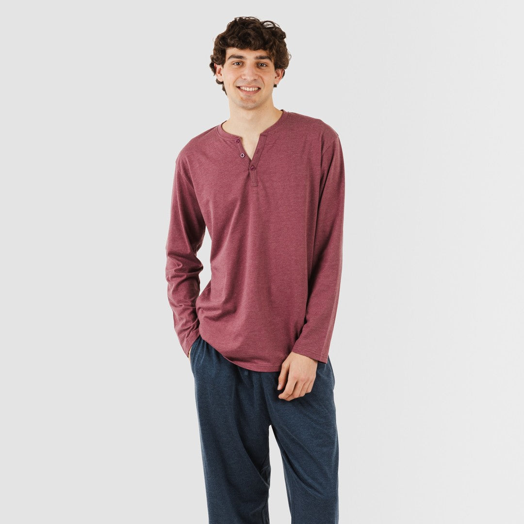 PIGIAMA LUNGO DA UOMO A SEMPLICE CON BOTTONI