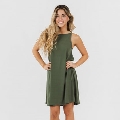 ABITO CORTO CON SPALLINE IN CREPE SEMPLICI