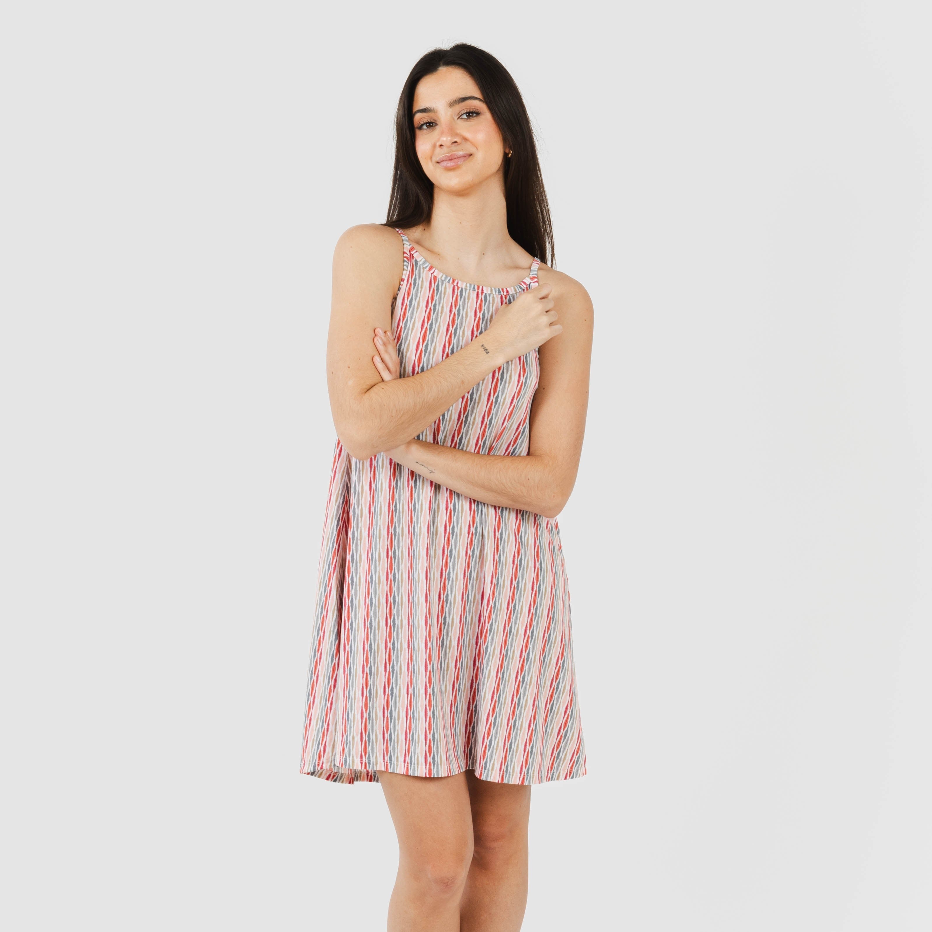 Abito corto in crepe con spalline