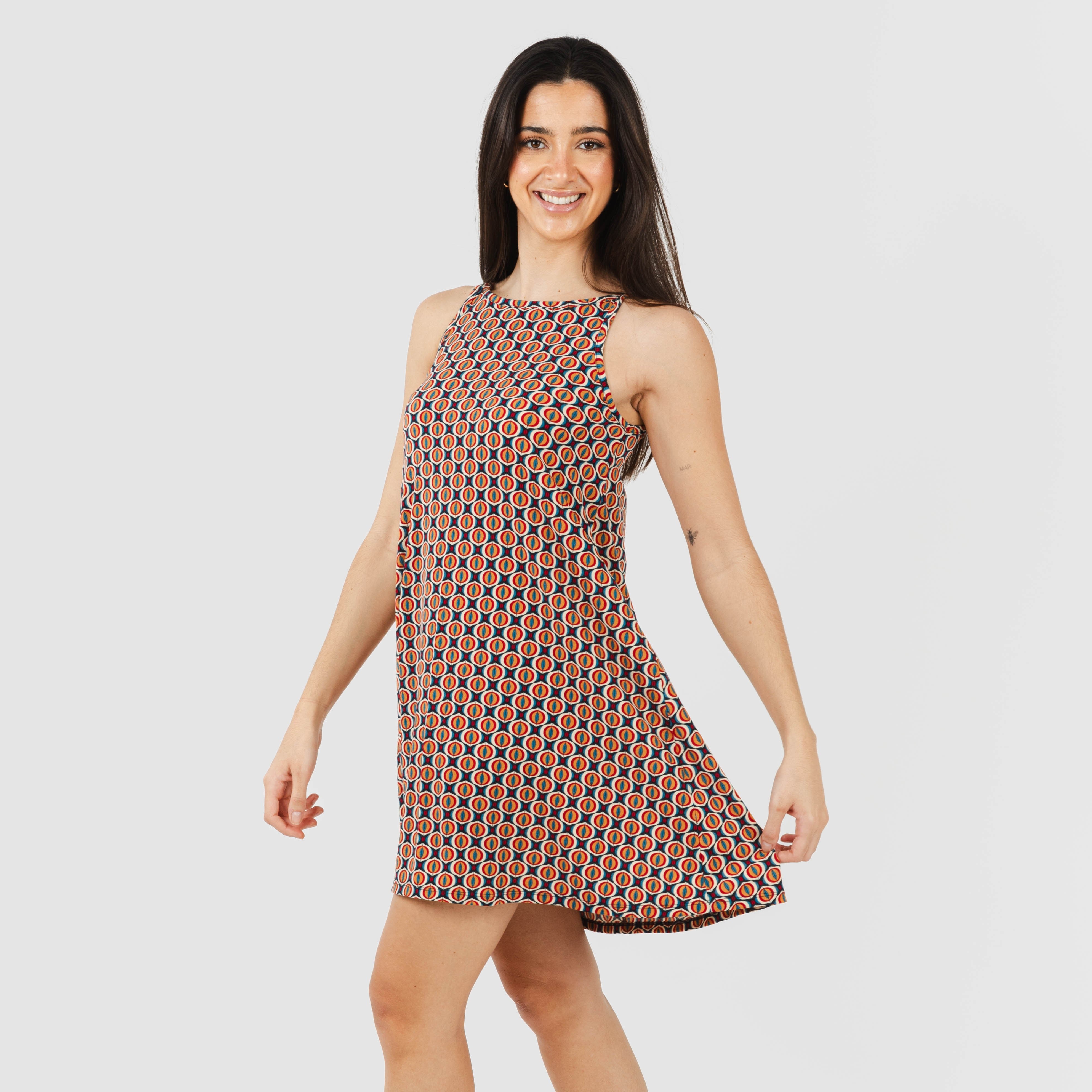 Abito corto in crepe olmeco con spalline