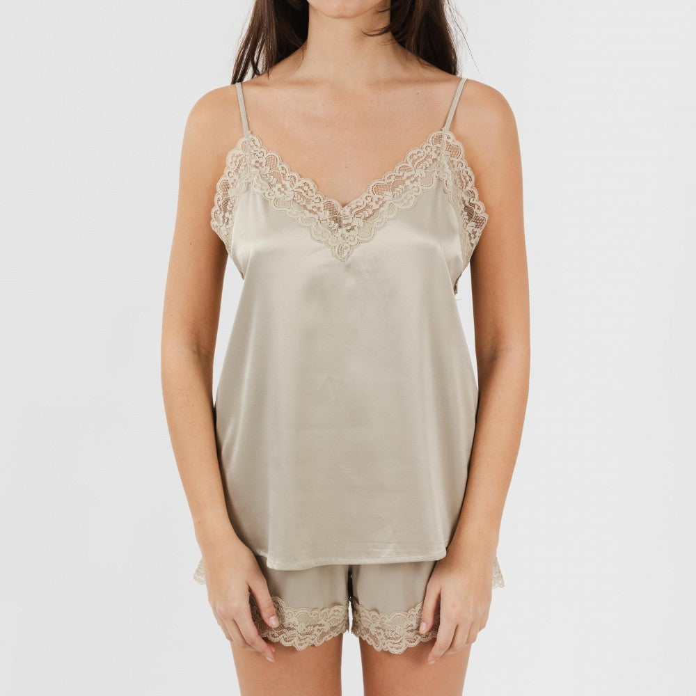 Pigiama da donna con spalline in raso Friday Solid