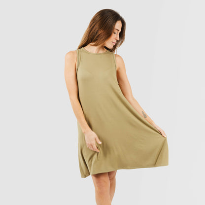 ABITO CORTO CON SPALLINE IN VISCOSA TINTA UNITA