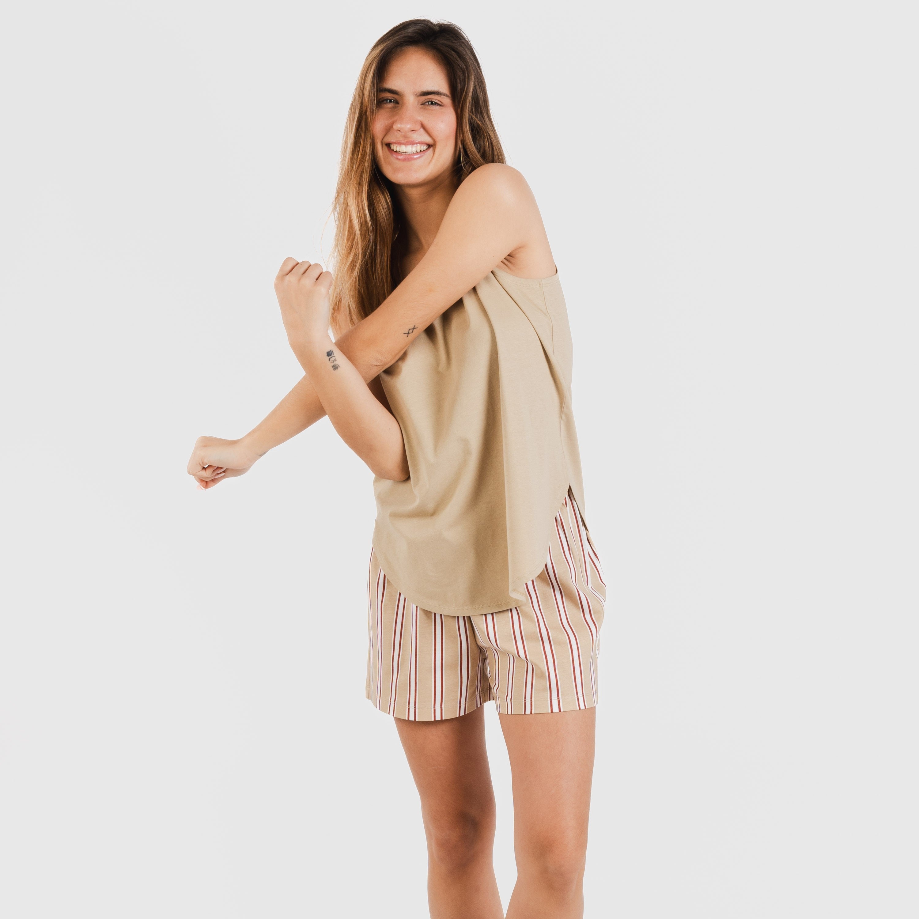 PIGIAMA ICO A RIGHE CON SPALLINE ALG DA DONNA